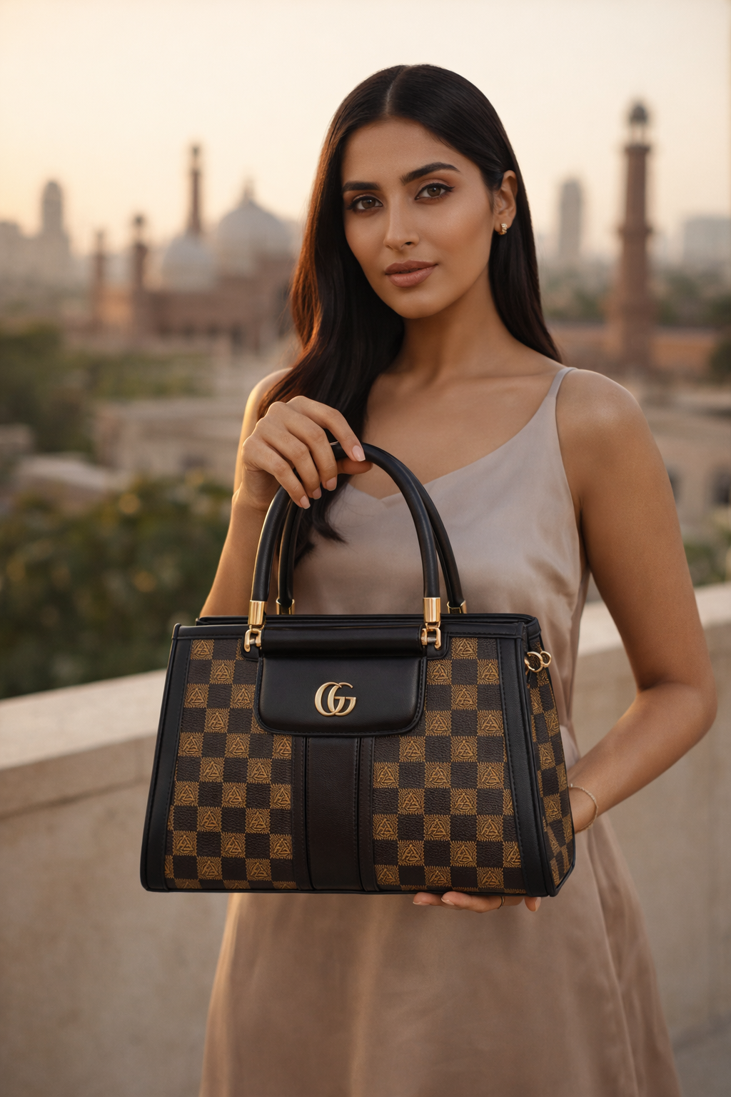 Noir Élan Checkmate Satchel