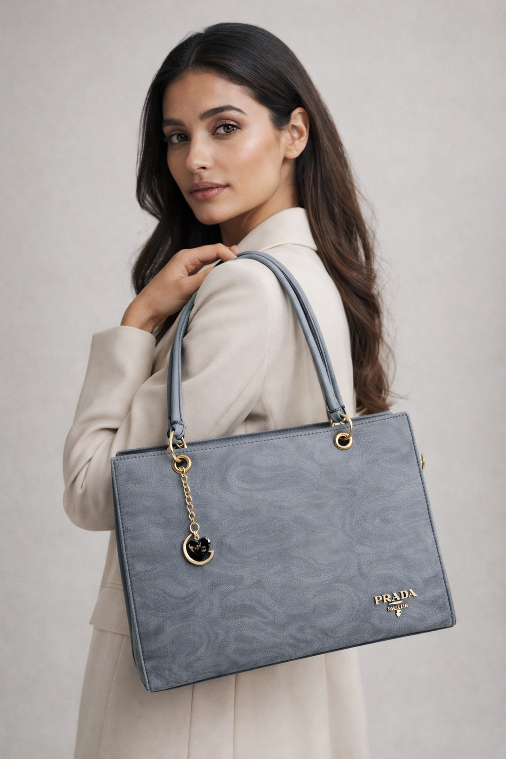 Elegance Structured Tote – Soft Grey
